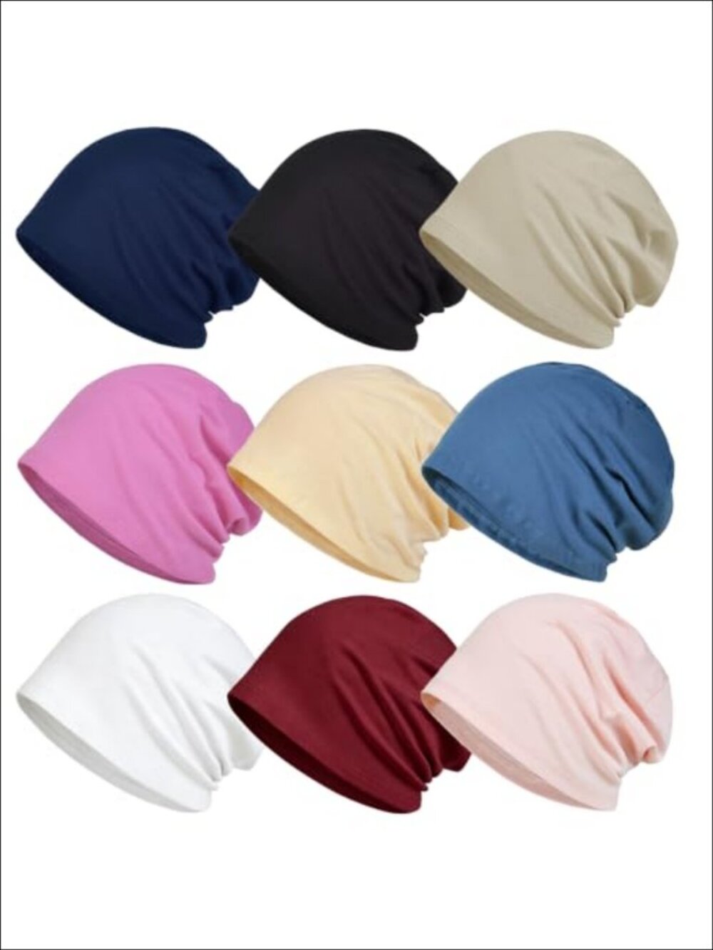 9-12 Pc Pre-Tied Chemo Turban Beanie Stretchy Sleep Cap Set